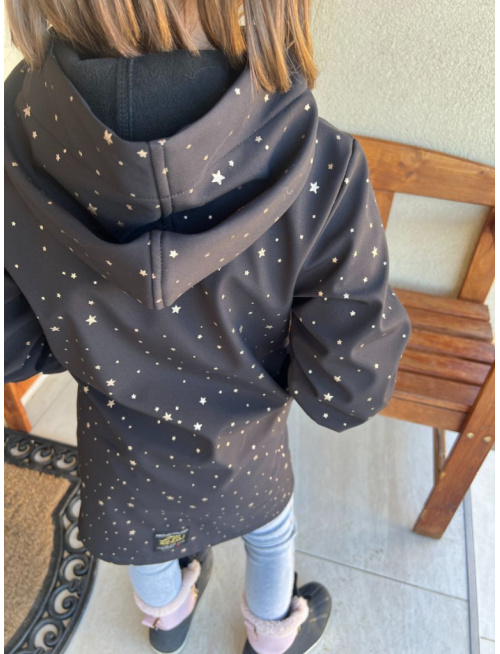 Rastúca softshell bunda s rovnozipsom a stojačikovou kapucňou - ALEX - vzorovaná - jeseň/ZIMA