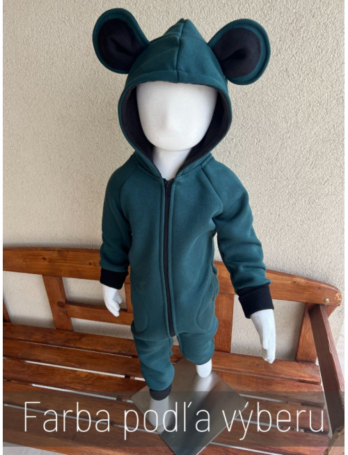 Overal s MACKO uškami - počesaná teplákovina