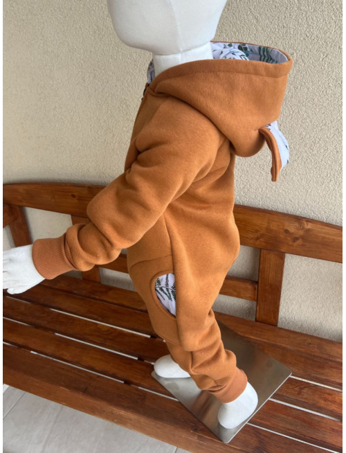 Overal s uškami - počesaná teplákovina + vzor - MACKO