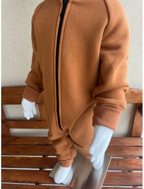 Overal s uškami - počesaná teplákovina + vzor - MACKO