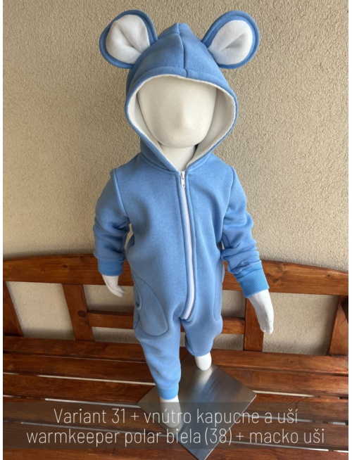 Overal s MACKO uškami - počesaná teplákovina