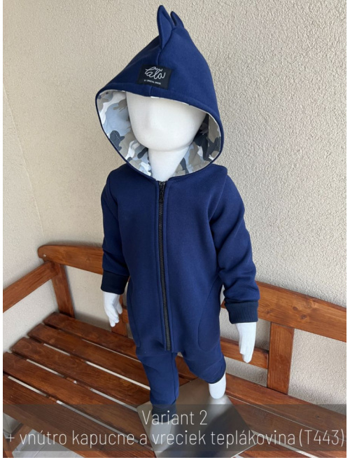 Overal DINO - počesaná teplákovina + vzor