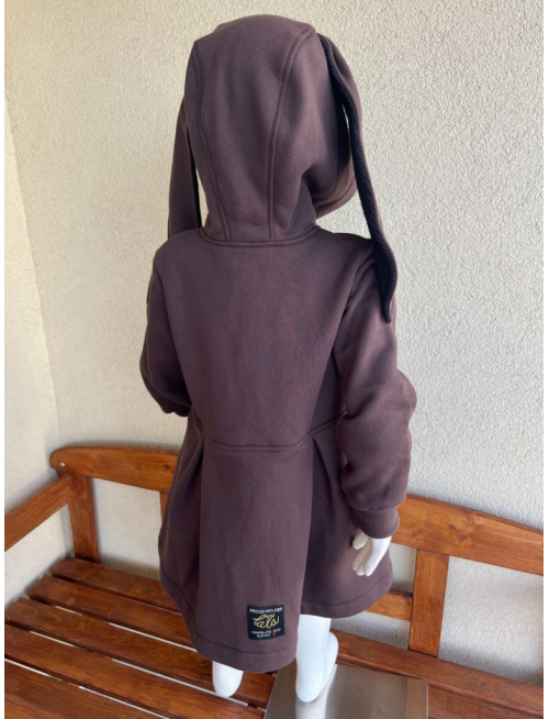 Rastúci kabátik s prestrihom - sukničkový - RIO s uškami - počesaná teplákovina