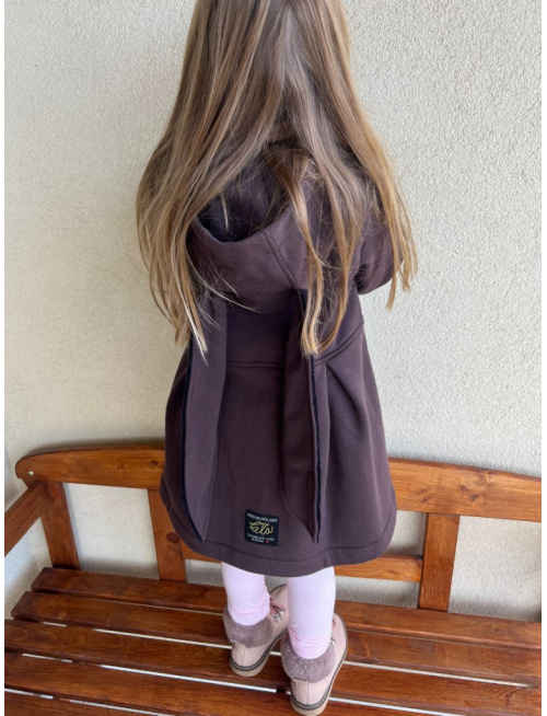 Rastúci kabátik s prestrihom - sukničkový - RIO s uškami - počesaná teplákovina