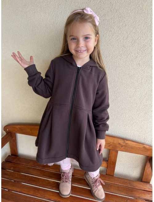 Rastúci kabátik s prestrihom - sukničkový - RIO s uškami - počesaná teplákovina