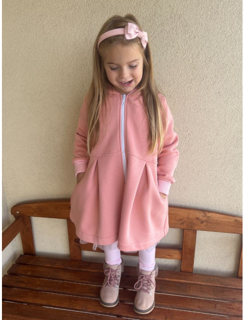 Rastúci kabátik s prestrihom - sukničkový - RIO s uškami - počesaná teplákovina