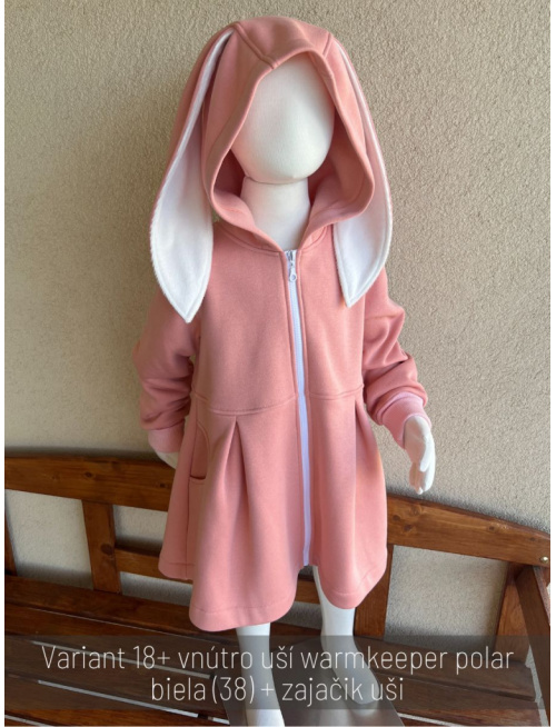 Rastúci kabátik s prestrihom - sukničkový - RIO s uškami - počesaná teplákovina - marhuľová