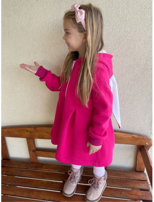 Rastúci kabátik s prestrihom - sukničkový - RIO s uškami - počesaná teplákovina