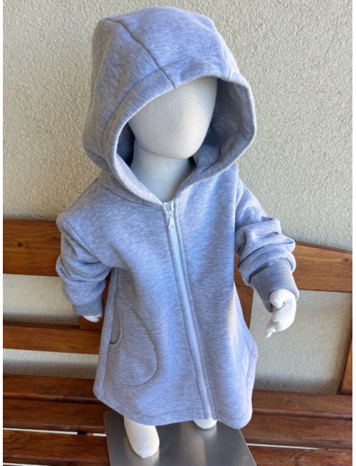 Rastúci kabátik RIO - hladko v páse - počesaná teplákovina - stredne sivý melír - POSLEDNÝ KUS