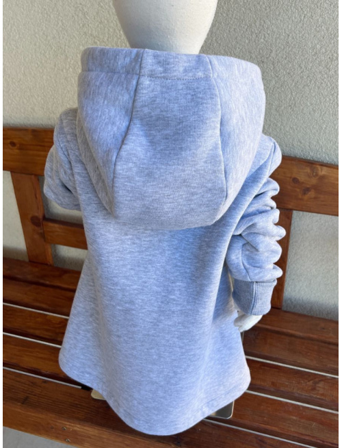 Rastúci kabátik RIO - hladko v páse - počesaná teplákovina - stredne sivý melír - POSLEDNÝ KUS