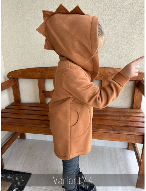 Rastúci kabátik so šikmozipsom DINO - počesaná teplákovina