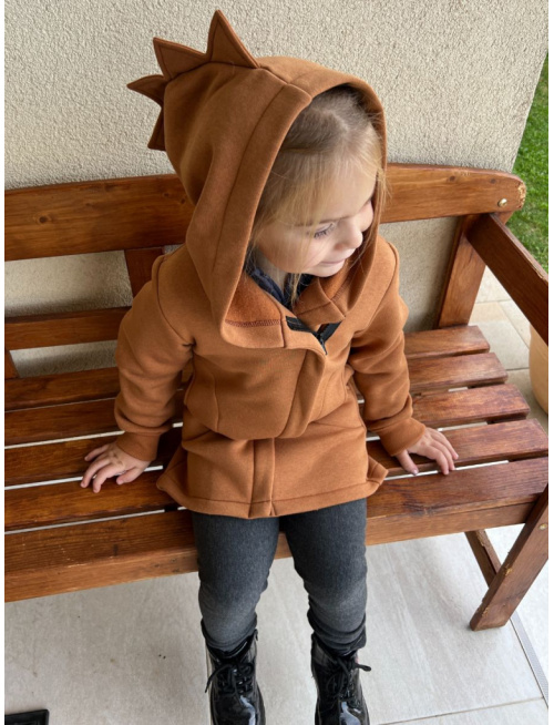 Rastúci kabátik so šikmozipsom DINO - počesaná teplákovina