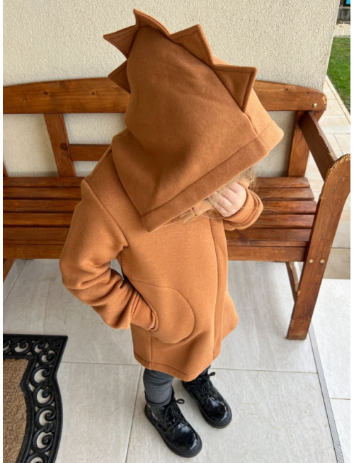 Rastúci kabátik so šikmozipsom DINO - počesaná teplákovina