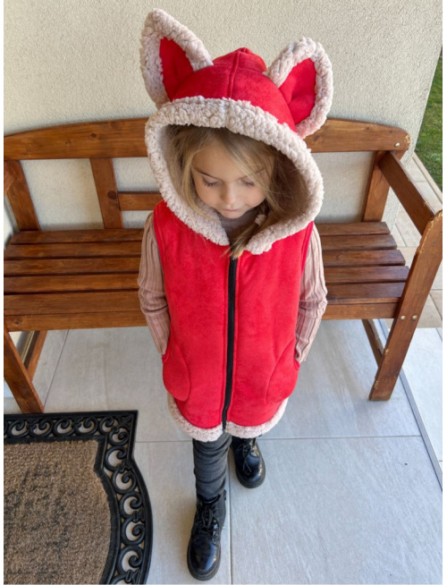 Ultra ľahká Teddy vesta s uškami - ALEX - rovno zips