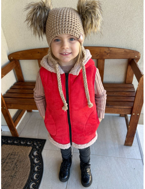 Ultra ľahká Teddy vesta s uškami - ALEX - rovno zips