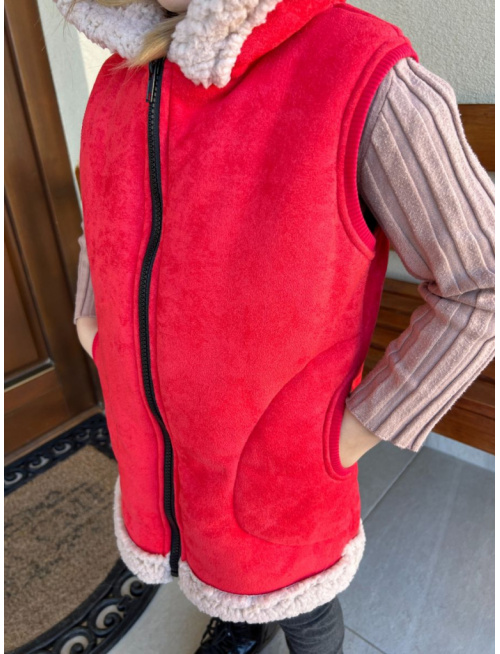 Ultra ľahká Teddy vesta s uškami - ALEX - rovno zips