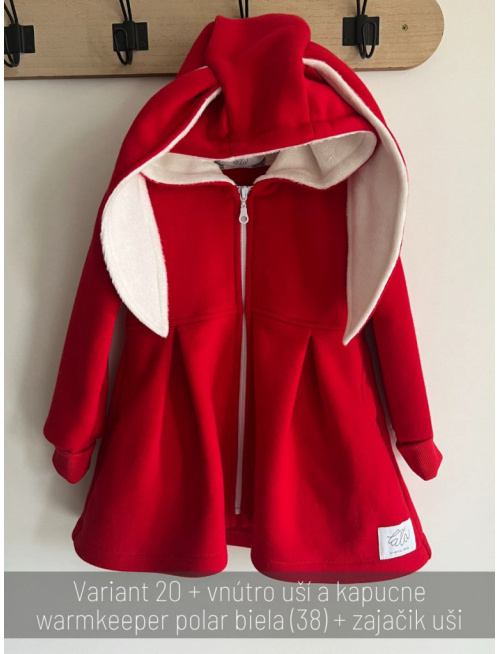 Rastúci kabátik s prestrihom - sukničkový - RIO s uškami - počesaná teplákovina