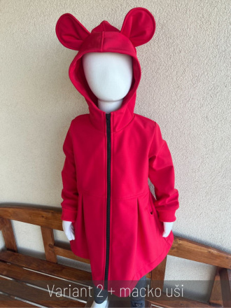 Rastúca softshell bunda s prestrihom a stojačik kapucňou - sukničková - RIO s uškami - jeseň/ZIMA