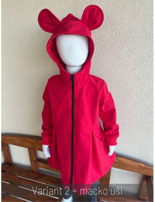 Rastúca softshell bunda s prestrihom a stojačik kapucňou - sukničková - RIO s uškami - jeseň/ZIMA