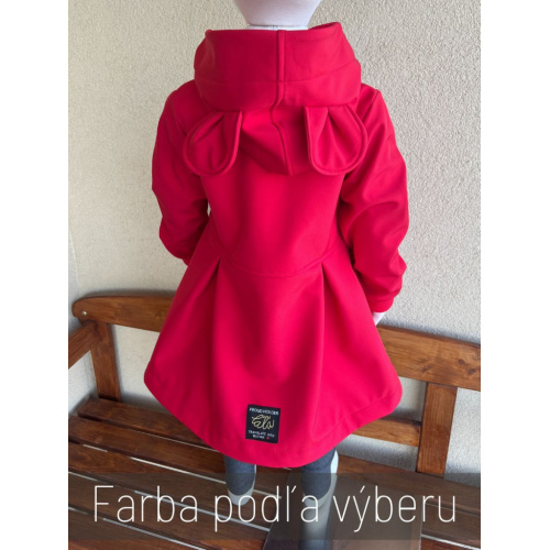 Rastúca softshell bunda s prestrihom a stojačik kapucňou - sukničková - RIO s uškami - jeseň/ZIMA