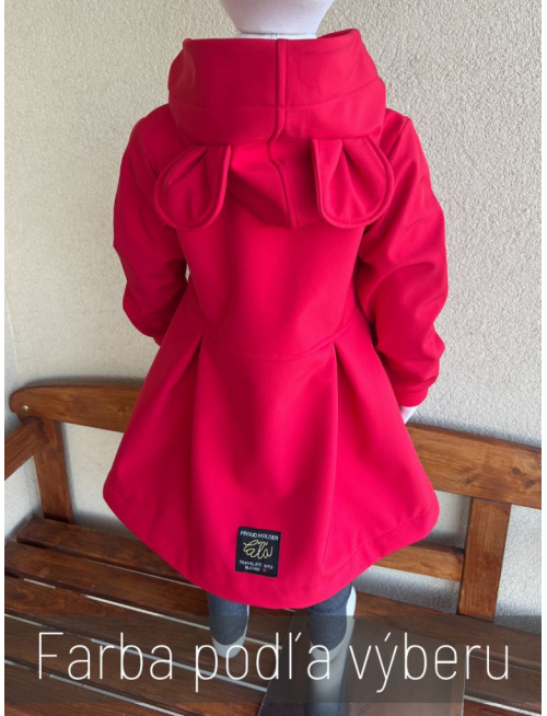 Rastúca softshell bunda s prestrihom a stojačik kapucňou - sukničková - RIO s uškami - jeseň/ZIMA