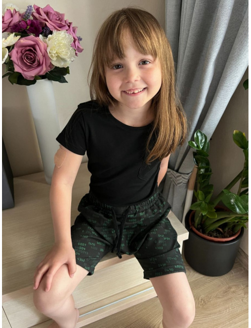 Krátke pudláče s funkčnou šnúrkou v páse - vzor Metrix