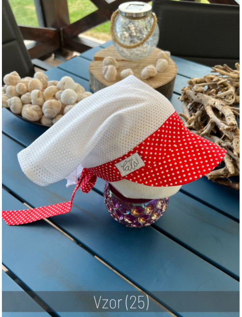 Biela dierková šatka ZOJA so šiltom - na viazanie - úplet + 100% bavlna