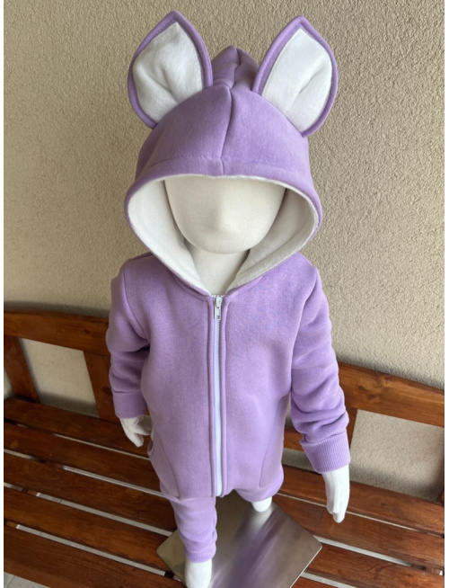 Overal s MAČKA/LÍŠKA/VLK uškami - počesaná teplákovina