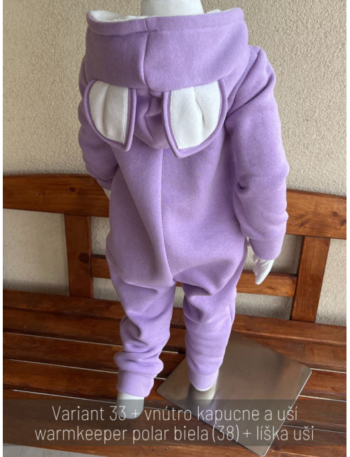 Overal s MAČKA/LÍŠKA/VLK uškami - počesaná teplákovina