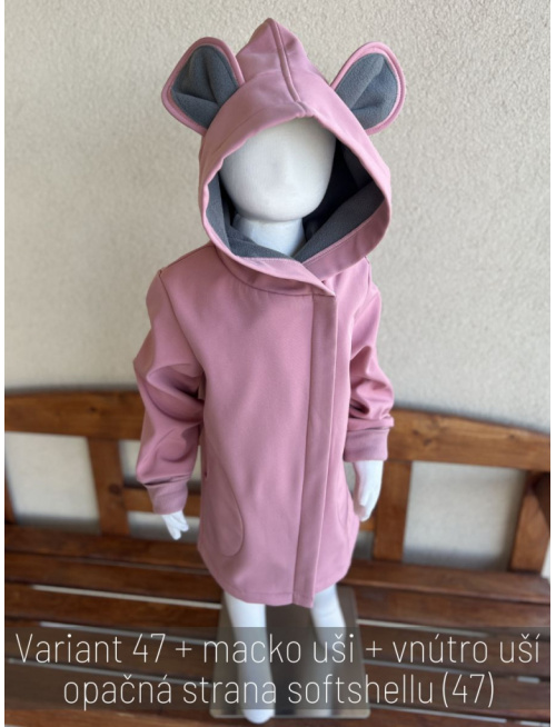 Rastúca softshell bunda ALEX so šikmozipsom a uškami - jednofarebná - jeseň/ZIMA