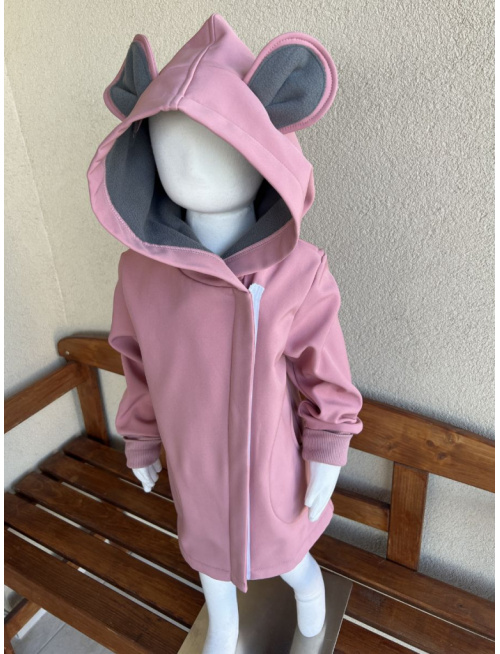 Rastúca softshell bunda ALEX so šikmozipsom a uškami - jednofarebná - jeseň/ZIMA