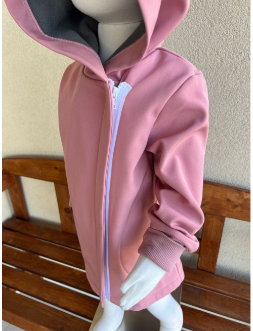 Rastúca softshell bunda ALEX so šikmozipsom a uškami - jednofarebná - jeseň/ZIMA