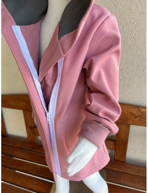 Rastúca softshell bunda ALEX so šikmozipsom a uškami - jednofarebná - jeseň/ZIMA