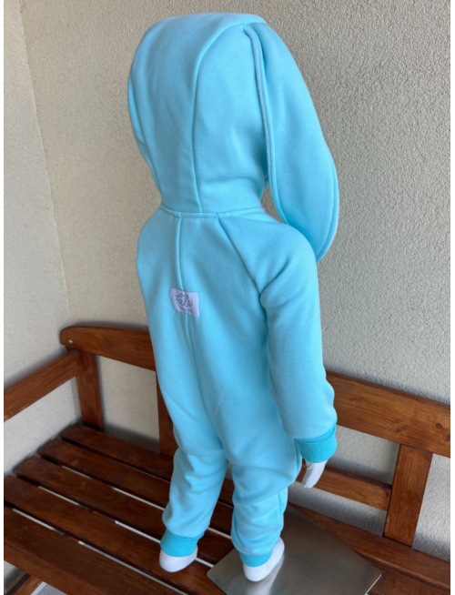 Overal - warmkeeper - ZAJAČIK - azúr s azúrovými ušami