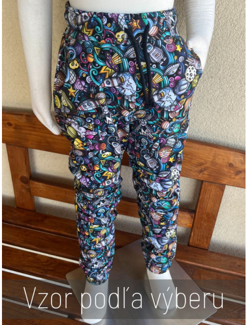 Teplákové gate ELIT s gumou v dolnom kraji - vzorované