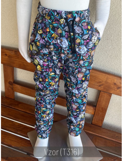 Teplákové gate ELIT s gumou v dolnom kraji - vzorované