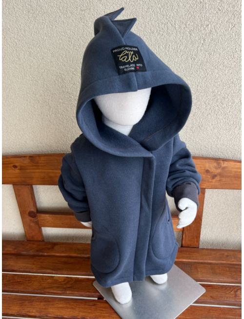 Rastúci kabátik so šikmozipsom DINO - počesaná teplákovina - antracit - POSLEDNÉ KUSY