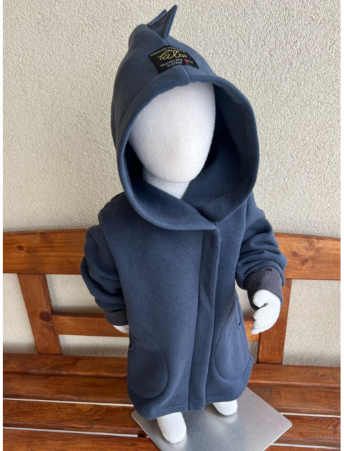 Rastúci kabátik so šikmozipsom DINO - počesaná teplákovina - antracit - POSLEDNÉ KUSY