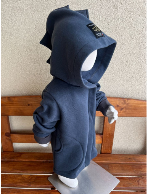 Rastúci kabátik so šikmozipsom DINO - počesaná teplákovina - antracit - POSLEDNÉ KUSY