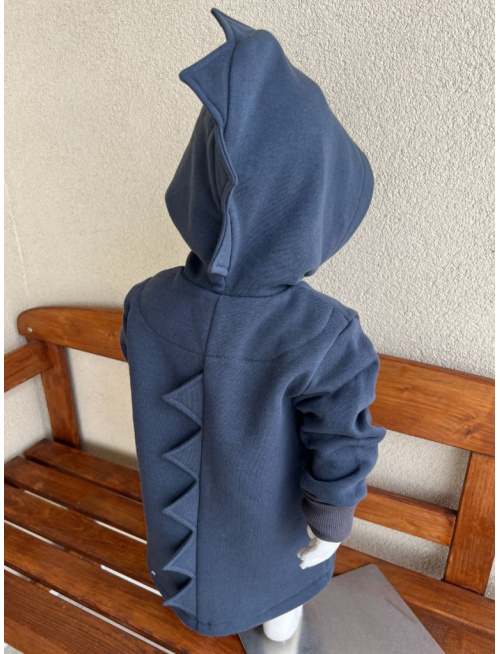 Rastúci kabátik so šikmozipsom DINO - počesaná teplákovina - antracit - POSLEDNÉ KUSY