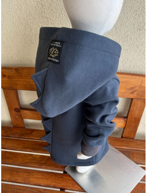 Rastúci kabátik so šikmozipsom DINO - počesaná teplákovina - antracit - POSLEDNÉ KUSY