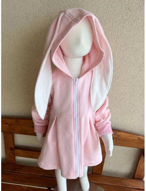 Rastúci kabátik s prestrihom - sukničkový - RIO s uškami - počesaná teplákovina - púdrová -  POSLEDNÉ KUSY