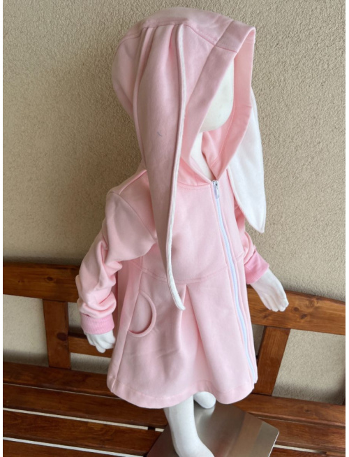 Rastúci kabátik s prestrihom - sukničkový - RIO s uškami - počesaná teplákovina - púdrová -  POSLEDNÉ KUSY