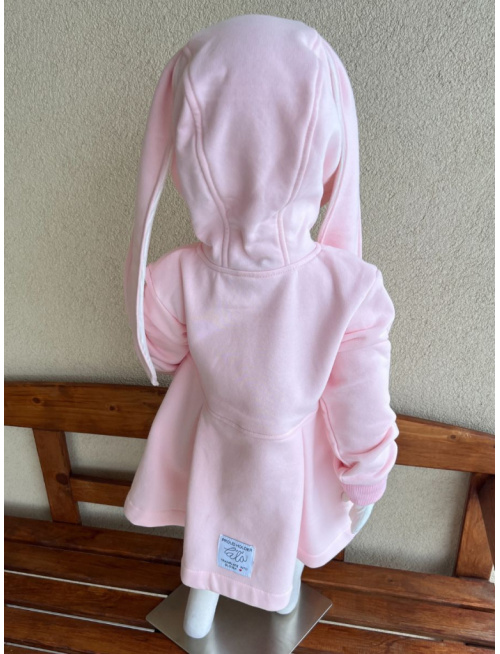 Rastúci kabátik s prestrihom - sukničkový - RIO s uškami - počesaná teplákovina - púdrová -  POSLEDNÉ KUSY