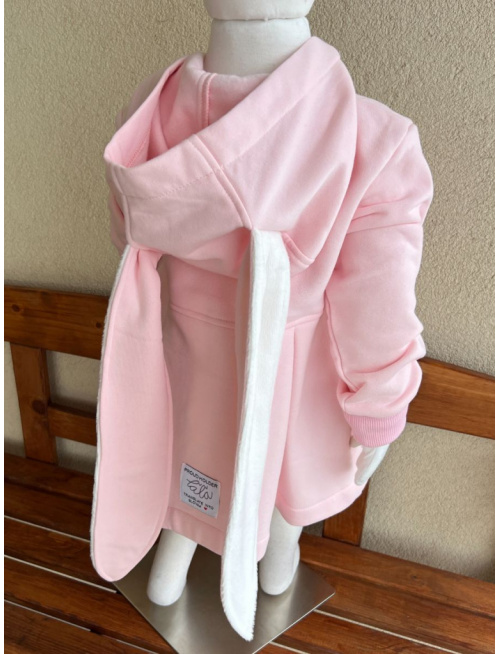 Rastúci kabátik s prestrihom - sukničkový - RIO s uškami - počesaná teplákovina - púdrová -  POSLEDNÉ KUSY