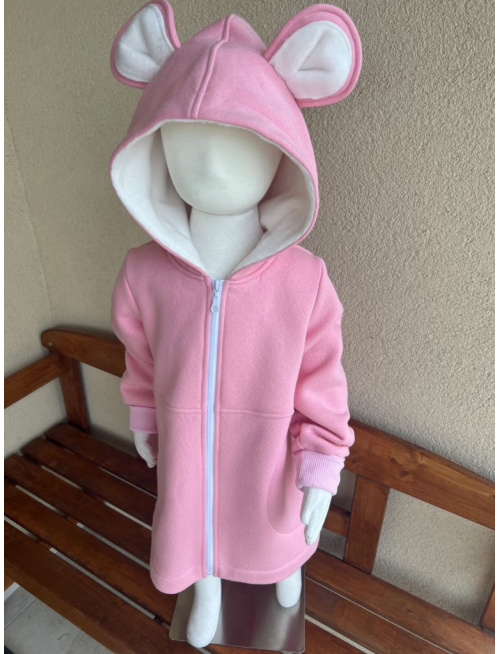 Rastúci kabátik RIO s uškami - s prestrihom - počesaná teplákovina