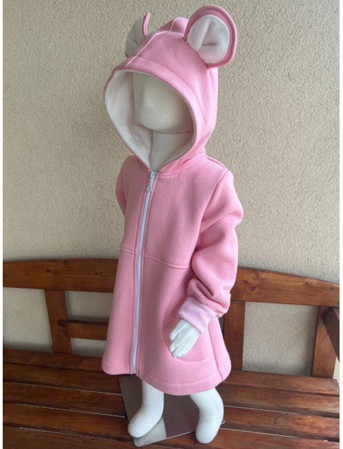 Rastúci kabátik RIO s uškami - s prestrihom - počesaná teplákovina