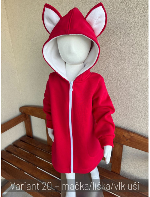 Rastúci kabátik RIO s uškami - hladko v páse - počesaná teplákovina