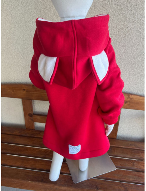 Rastúci kabátik RIO s uškami - hladko v páse - počesaná teplákovina - červená