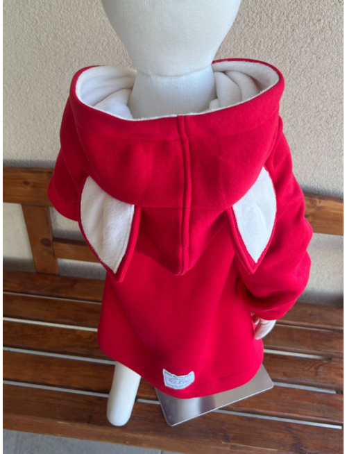 Rastúci kabátik RIO s uškami - hladko v páse - počesaná teplákovina - červená